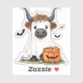 Halloween Ghost Highland Koe PNG Sticker (Vel)