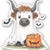 Halloween Ghost Highland Koe PNG Sticker (Voorkant)