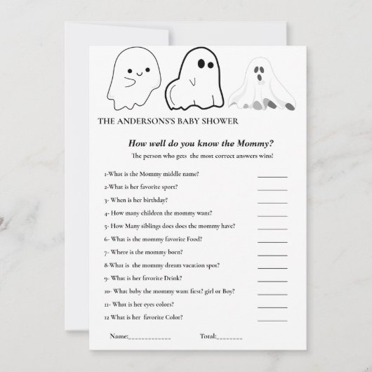 Halloween Ghost Hoe goed ken je mam baby shower Kaart (Voorkant)