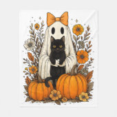 Halloween Ghost Holding Black Cat Fleece Deken (Voorkant)