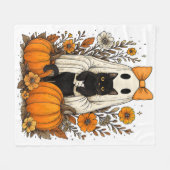 Halloween Ghost Holding Black Cat Fleece Deken (Voorkant (Horizontaal))