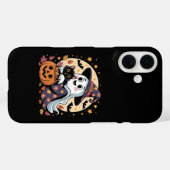 Halloween Ghost Holding Black Cat Groovy Case-Mate iPhone Case (Achterkant (horizontaal))