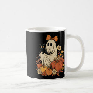 Halloween Ghost Holding Black Cat Groovy F Koffiemok