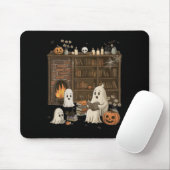 Halloween Ghost Holding Black Cat Groovy F Muismat (Met muis)