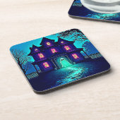 Halloween Ghost House ontwerp Bier Onderzetter (Linkerzijde)