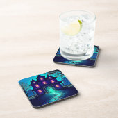 Halloween Ghost House ontwerp Bier Onderzetter (Rechterzijde)