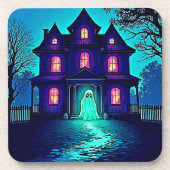 Halloween Ghost House ontwerp Bier Onderzetter (Voorkant)