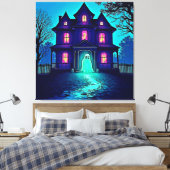 Halloween Ghost House ontwerp Canvas Afdruk (Insitu (Slaapkamer))