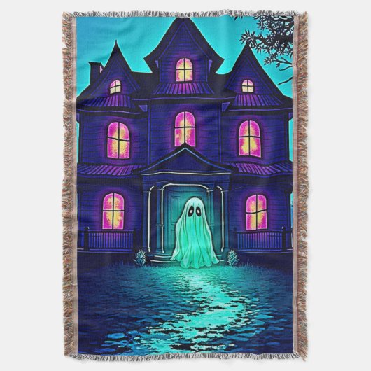 Halloween Ghost House ontwerp Deken (Voorkant Verticaal)
