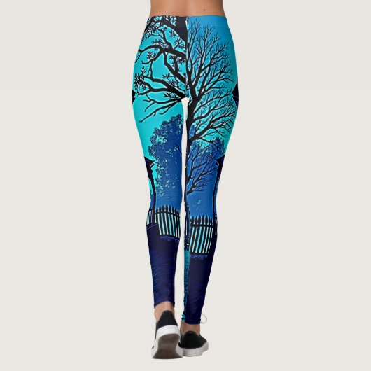 Halloween Ghost House ontwerp Leggings (Achterkant)