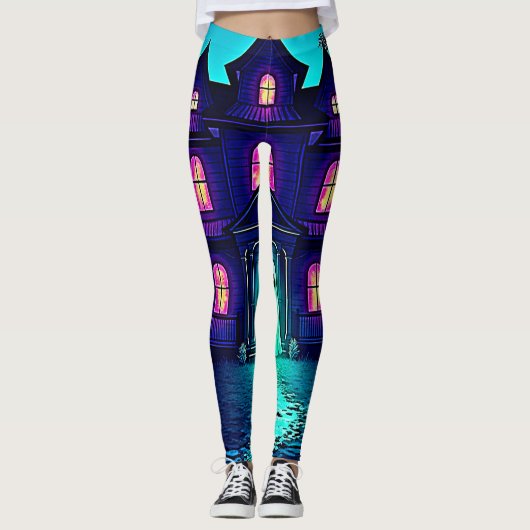 Halloween Ghost House ontwerp Leggings (Voorkant)