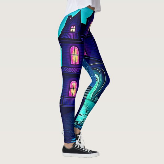 Halloween Ghost House ontwerp Leggings (Rechts)