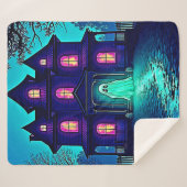 Halloween Ghost House ontwerp Sherpa Deken (Voorkant (horizontaal))