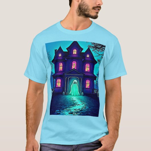 Halloween Ghost House ontwerp T-shirt (Voorkant)