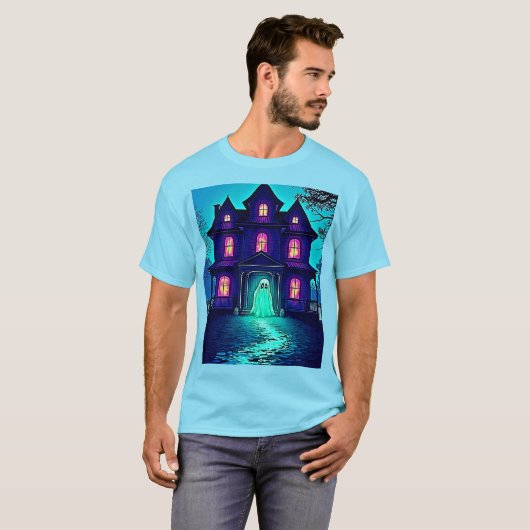 Halloween Ghost House ontwerp T-shirt (Voorkant volledig)
