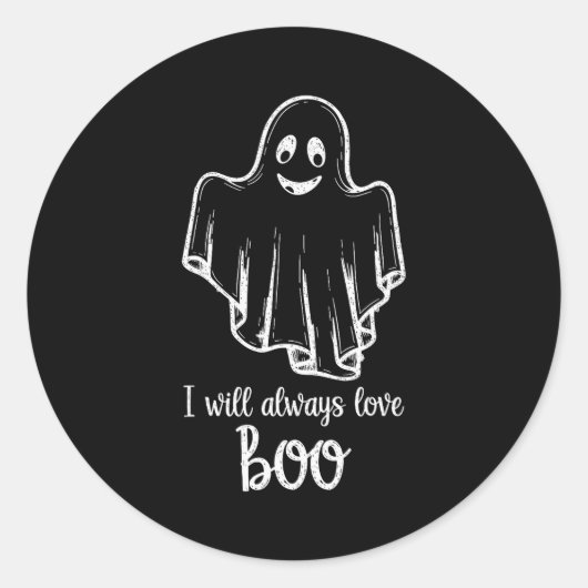 Halloween Ghost I Will Always Love Boo  Ronde Sticker (Voorkant)
