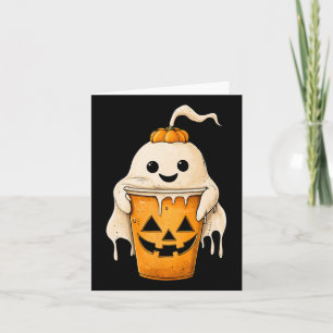 Halloween Ghost Iced Koffie met Pumpkin Fun Spook Kaart