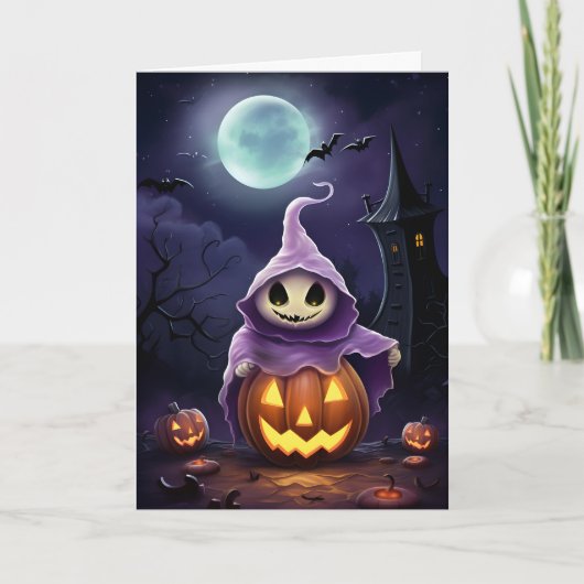 Halloween Ghost Illustratie Kaart (Voorkant)