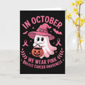 Halloween Ghost In October We Wear Nk Breast Cance Kaart (Gele Bloem)