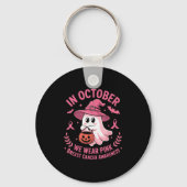 Halloween Ghost In October We Wear Nk Breast Cance Sleutelhanger (Voorkant)