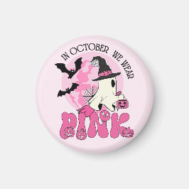 Halloween Ghost In oktober Draag we roze Magneet