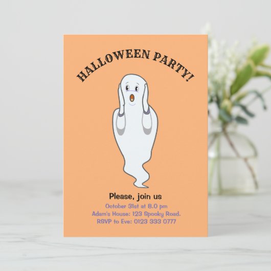 Halloween Ghost Invitation Kaart (Staand voorkant)