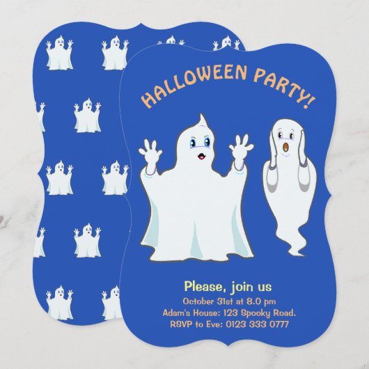 Halloween Ghost Invitation Kaart (Voorkant / Achterkant)