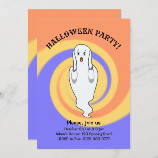 Halloween Ghost Invitation Kaart (Voorkant / Achterkant)