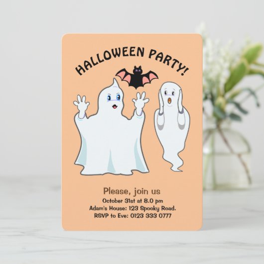 Halloween Ghost Invitation Kaart (Staand voorkant)