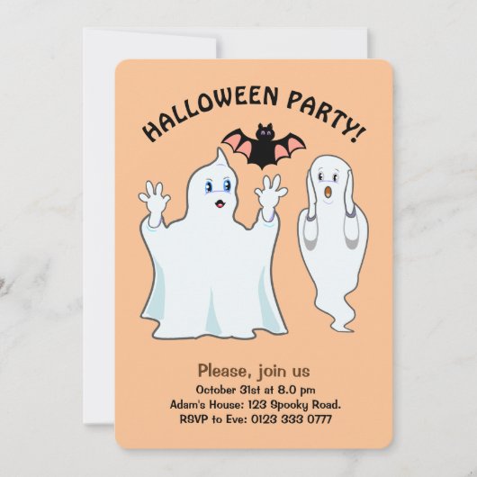 Halloween Ghost Invitation Kaart (Voorkant)