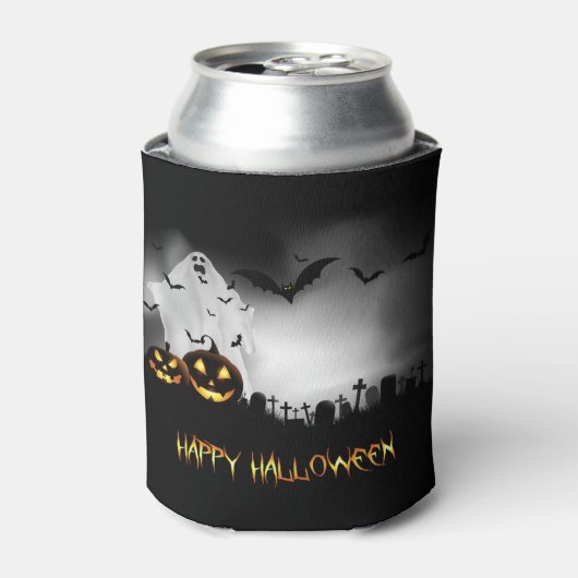 Halloween Ghost Jack-o-lantern en Bats Blikjeskoeler (Blikje Voorkant)
