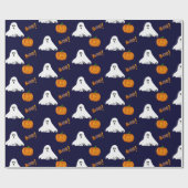 Halloween Ghost Jack O' Lantern Patroon Cadeaupapier (Vlak)