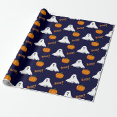 Halloween Ghost Jack O' Lantern Patroon Cadeaupapier (Uitgerold)