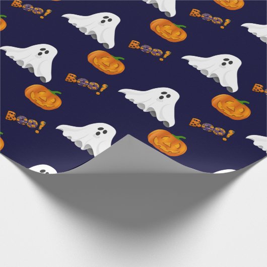 Halloween Ghost Jack O' Lantern Patroon Cadeaupapier (Hoek)