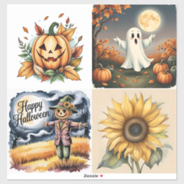 Halloween, Ghost, Jack-O-Lantern, Scarecrow,  Sticker
