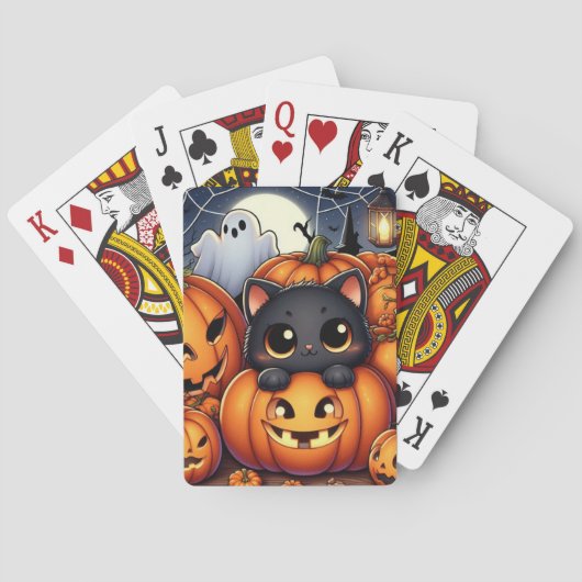 Halloween Ghost, Jack-O-Lanterns en Black Cat Pokerkaarten (Achterkant)