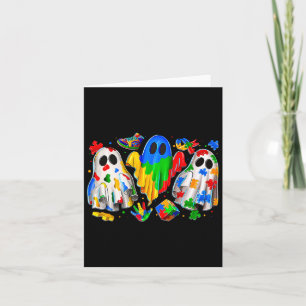Halloween Ghost Kleurrijke Puzzel Ribbon Autisme A Kaart