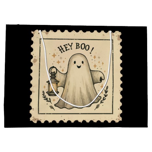 Halloween Ghost Lantern Gift Bag - "Hey Boo" Groot Cadeauzakje (Achterkant)