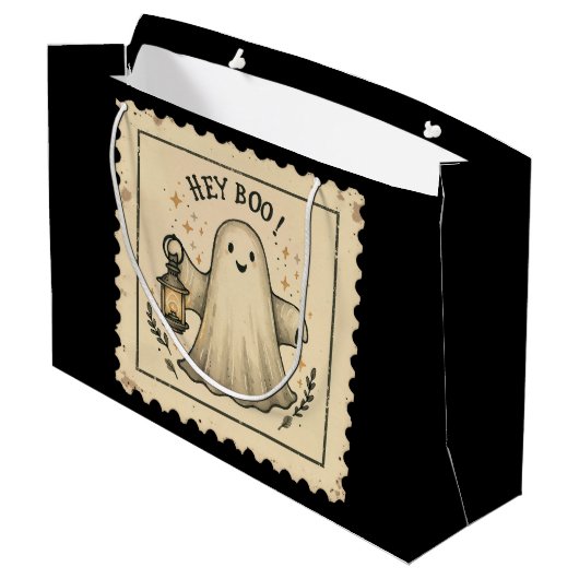 Halloween Ghost Lantern Gift Bag - "Hey Boo" Groot Cadeauzakje (Achterkant Gekanteld)