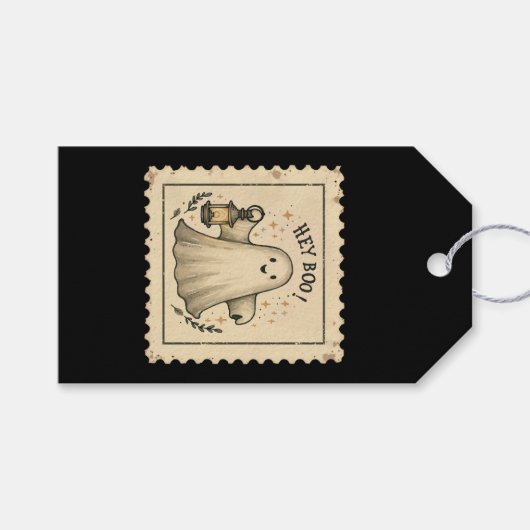Halloween Ghost Lantern - Hey Boo Cadeaulabel (Voorkant (Horizontaal))