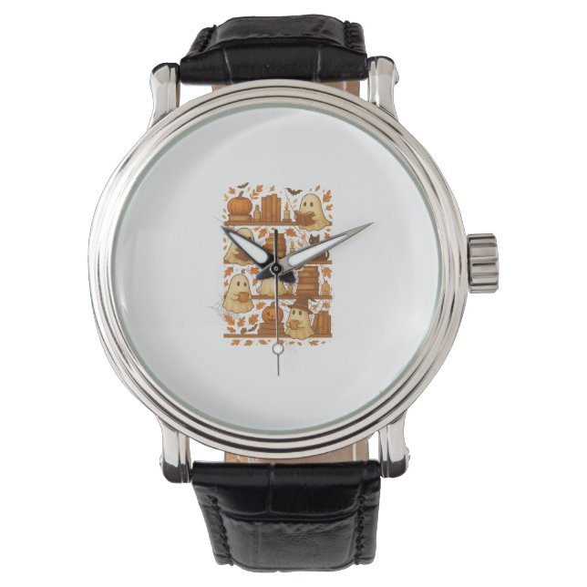 Halloween Ghost Lezen Boeken Lover Horloge (Voorkant)