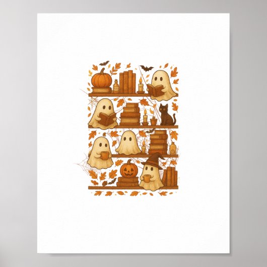 Halloween Ghost Lezen Boeken Lover Poster (Voorkant)