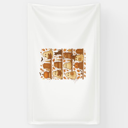 Halloween Ghost Lezen Boeken Lover Spandoek (Verticaal)