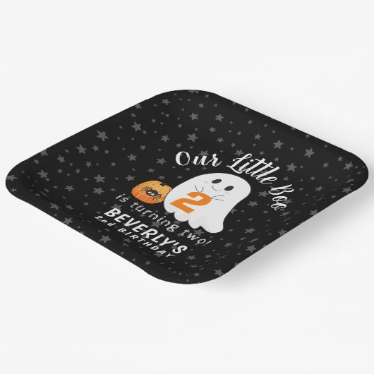 Halloween Ghost Little Boo 2e verjaardag Papieren Bordje (Gebogen)