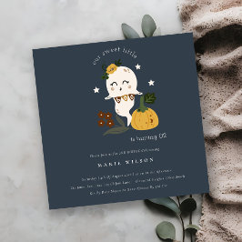 Halloween Ghost Little Boo Any Age Birthday Invite Bedankkaart