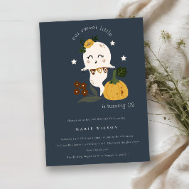 Halloween Ghost Little Boo Any Age Birthday Invite Bedankkaart