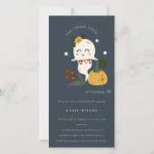 Halloween Ghost Little Boo Any Age Birthday Invite Bedankkaart (Voorkant)
