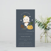Halloween Ghost Little Boo Any Age Birthday Invite Bedankkaart (Staand voorkant)