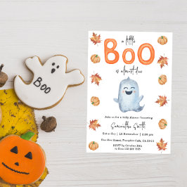 Halloween Ghost Little Boo Baby shower Invitation Kaart