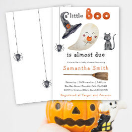 Halloween Ghost Little Boo Baby shower Invitation Kaart